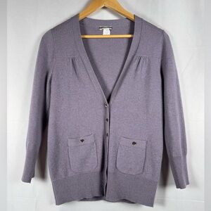 J Crew VTG 100% Italian Cashmere Cardigan Dusty Purple Preppy Classic Soft Med